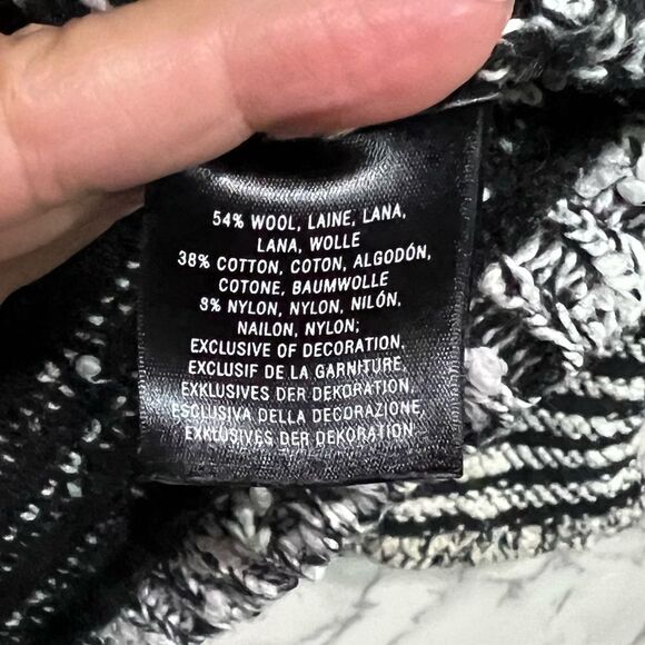 Moth Anthropologie Tunic Sweater Sz S Black White Marled Lace Detail Wool Blend - Picture 6 of 9